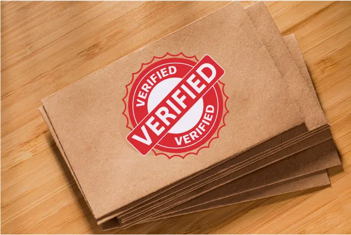 Verified stamp on envelop